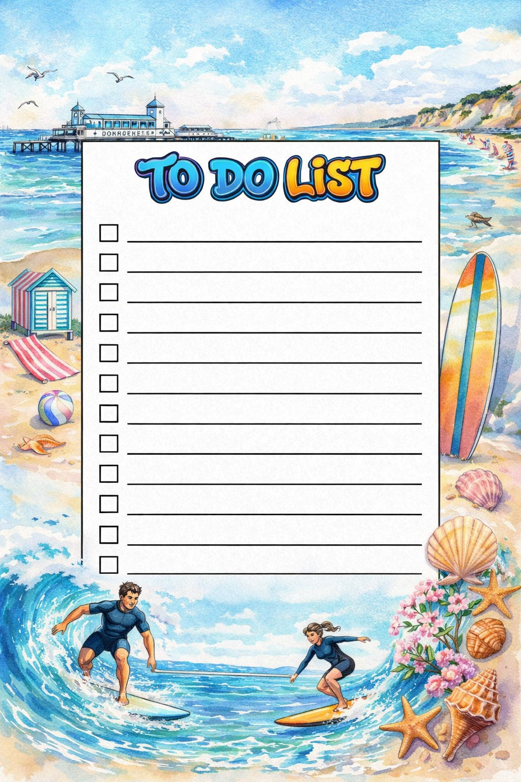 Handmade Beach To-Do List Notepad
