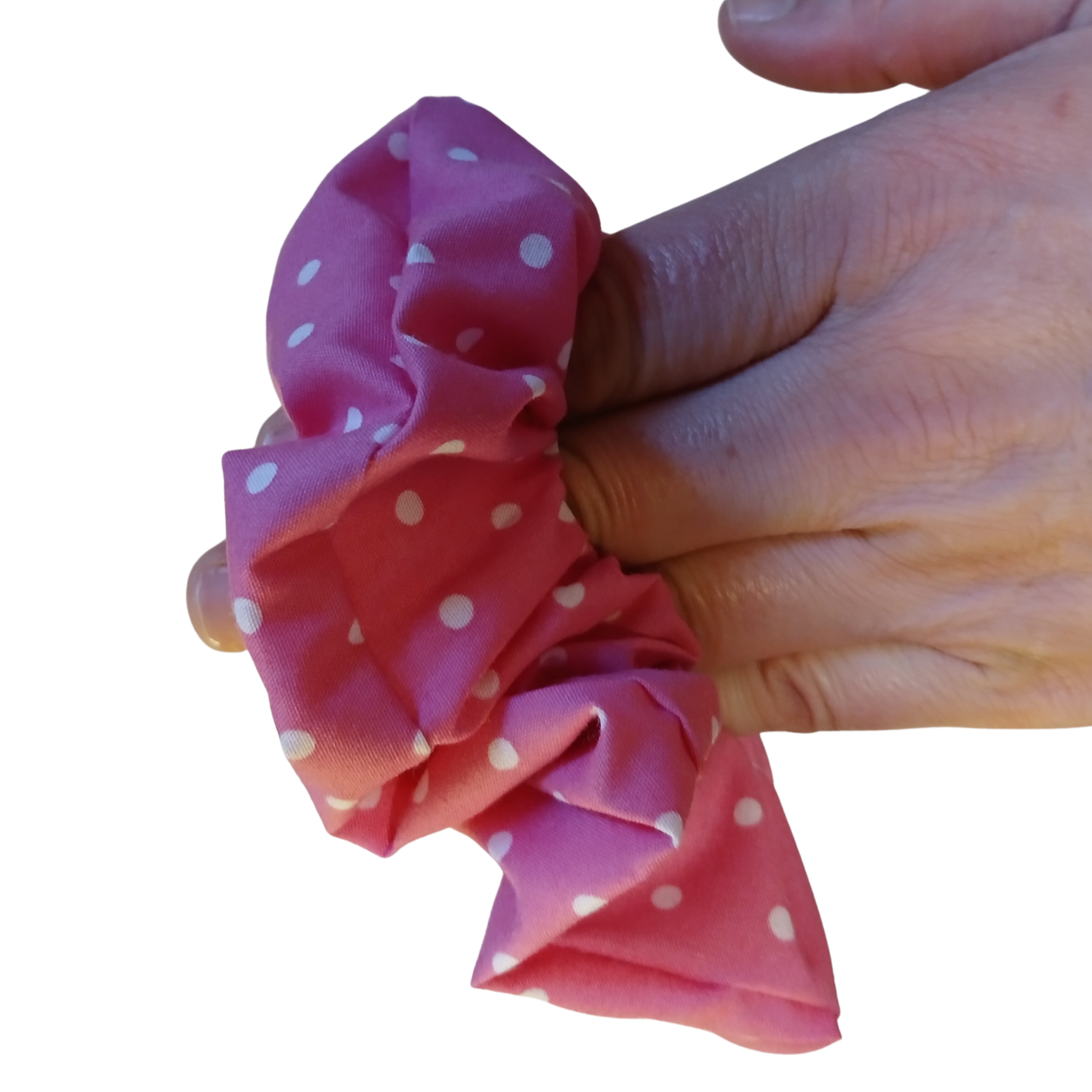 Pink Polka Dot Scrunchie – Soft, Classic Hair Tie