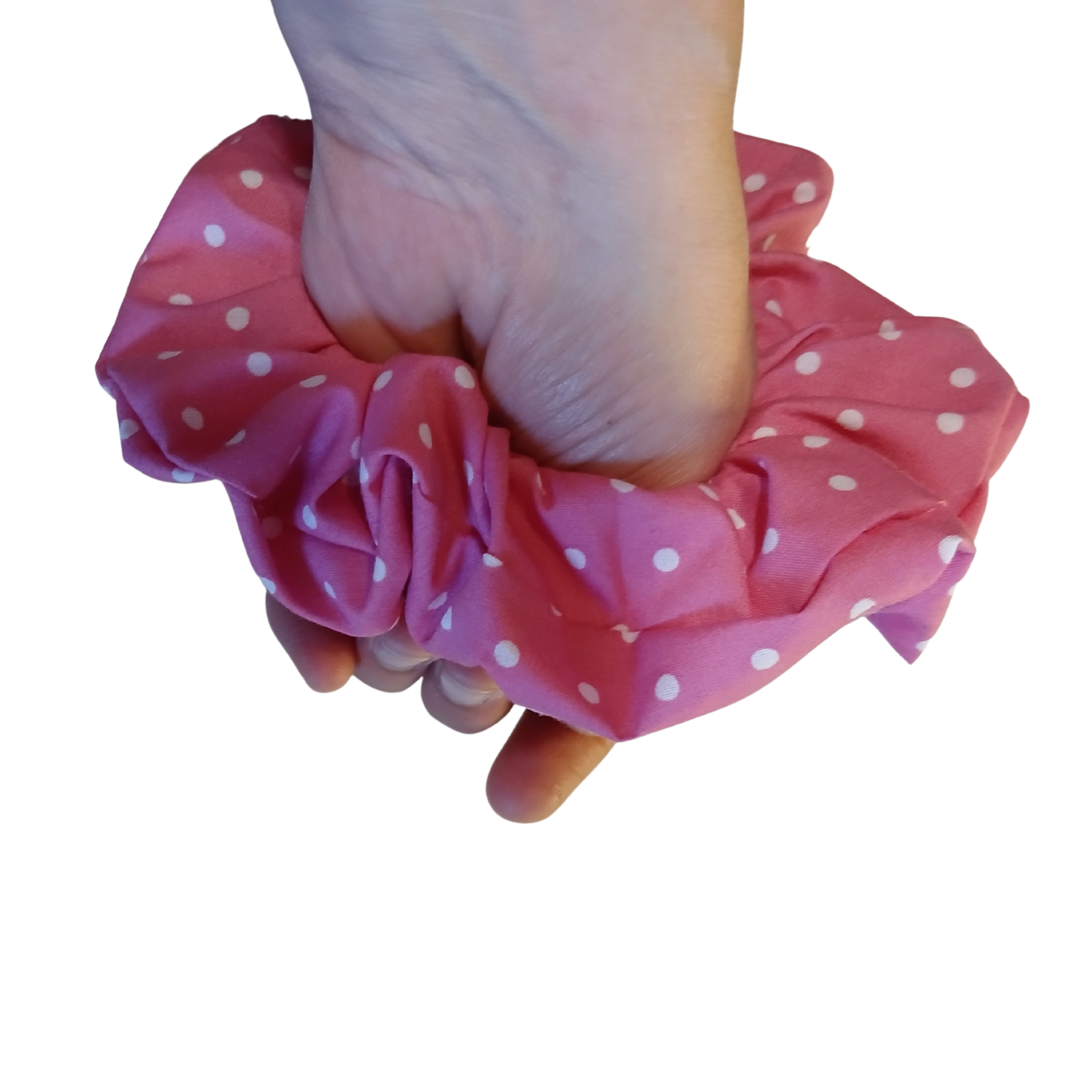 Pink Polka Dot Scrunchie – Soft, Classic Hair Tie