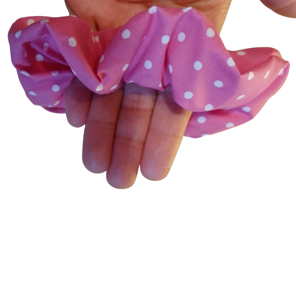 Pink Polka Dot Scrunchie – Soft, Classic Hair Tie