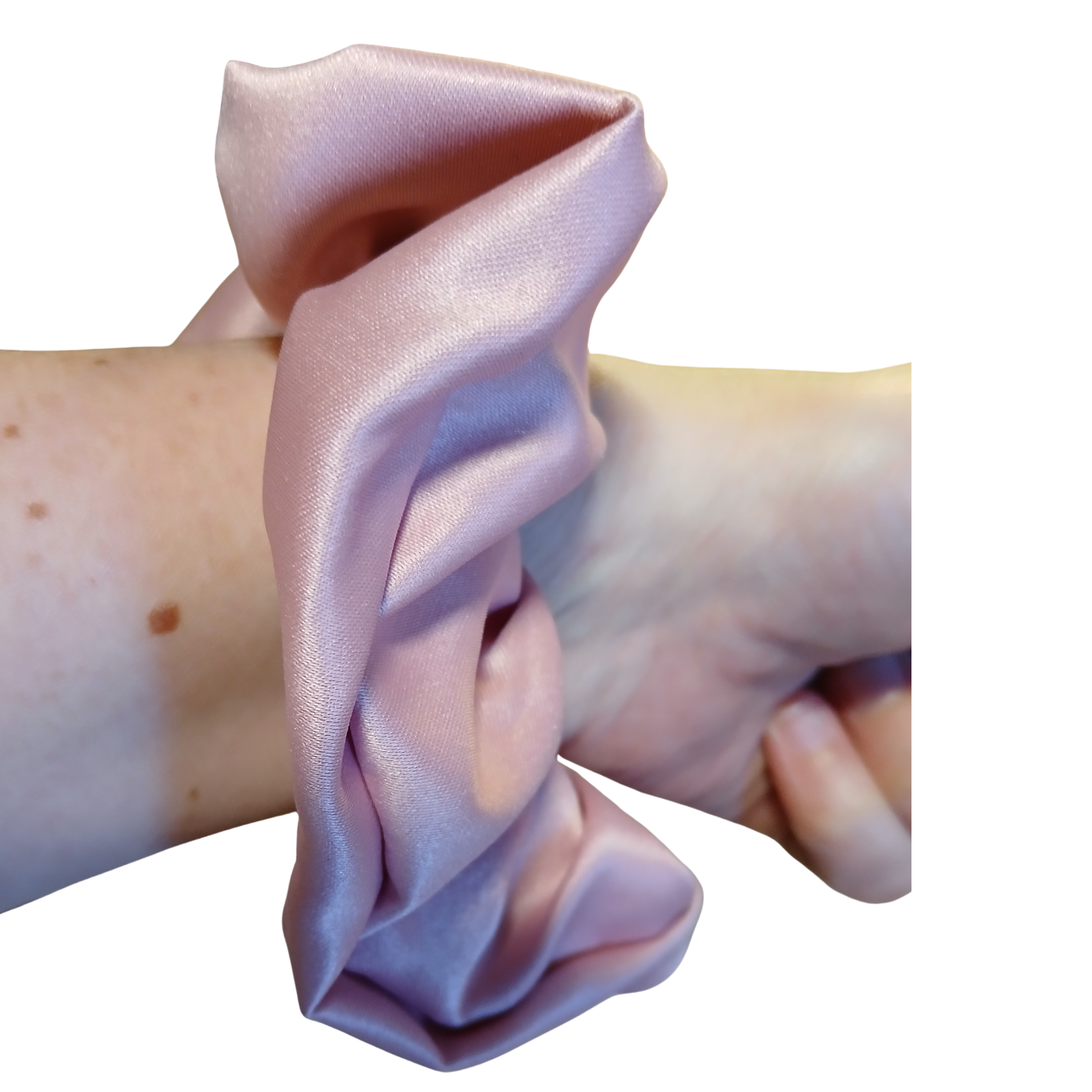 Rose Pink Satin Hair Scrunchie – Smooth & Glossy Finish