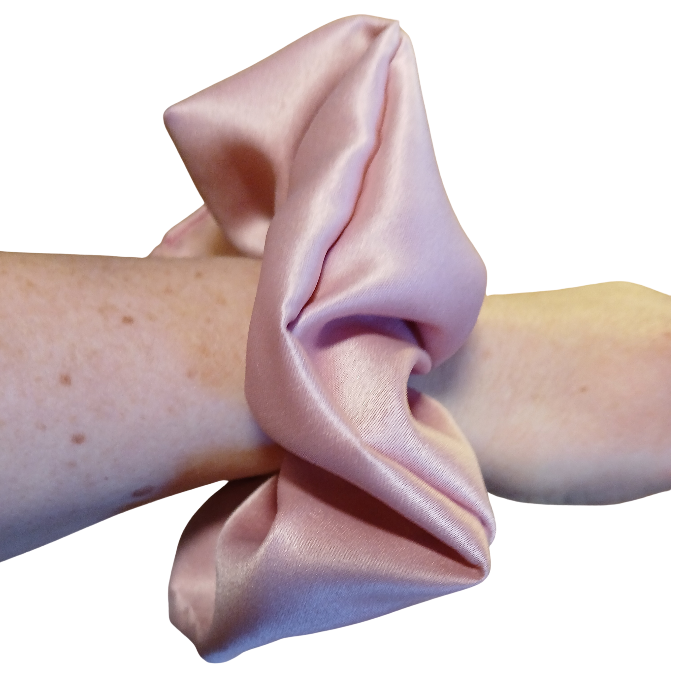 Rose Pink Satin Hair Scrunchie – Smooth & Glossy Finish