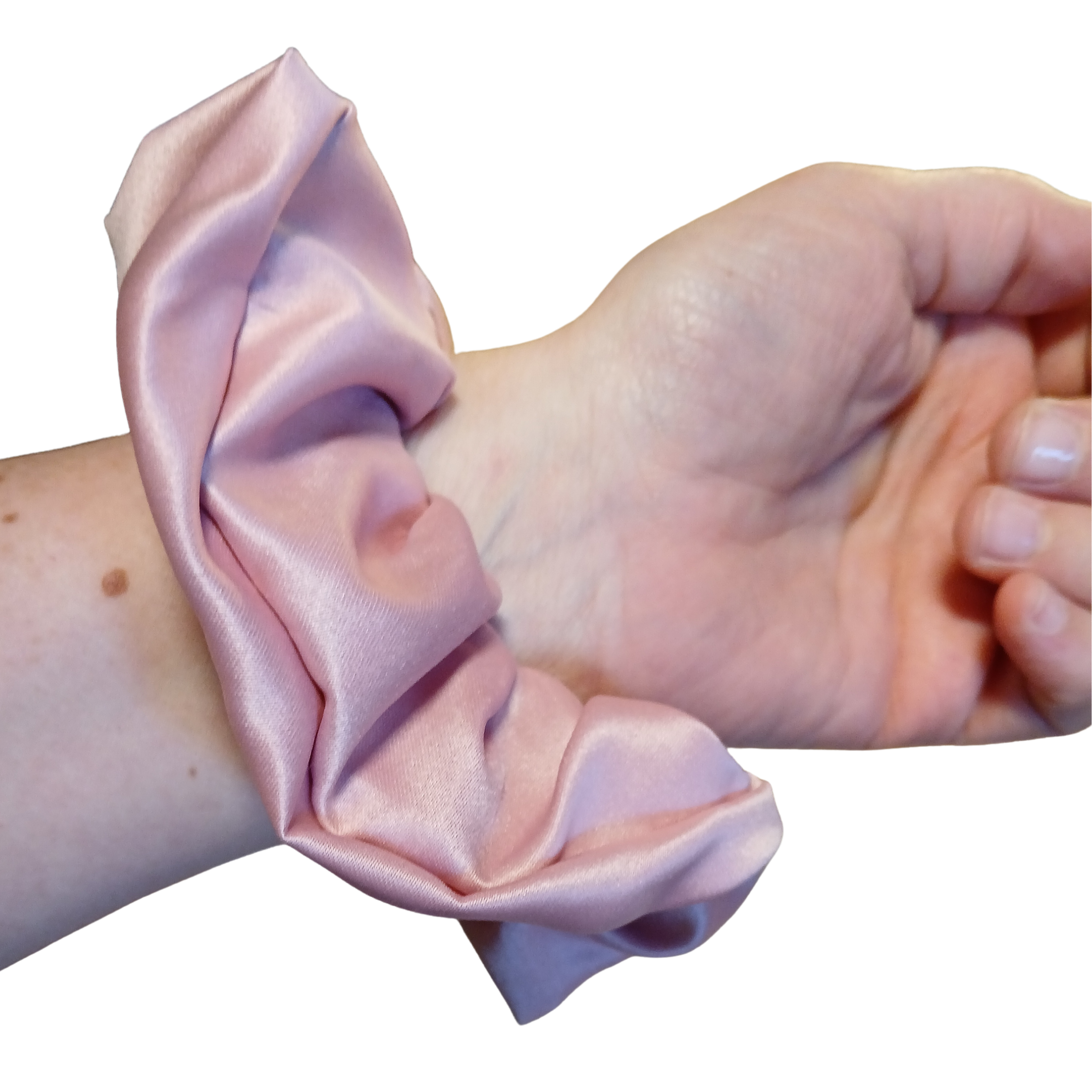 Rose Pink Satin Hair Scrunchie – Smooth & Glossy Finish