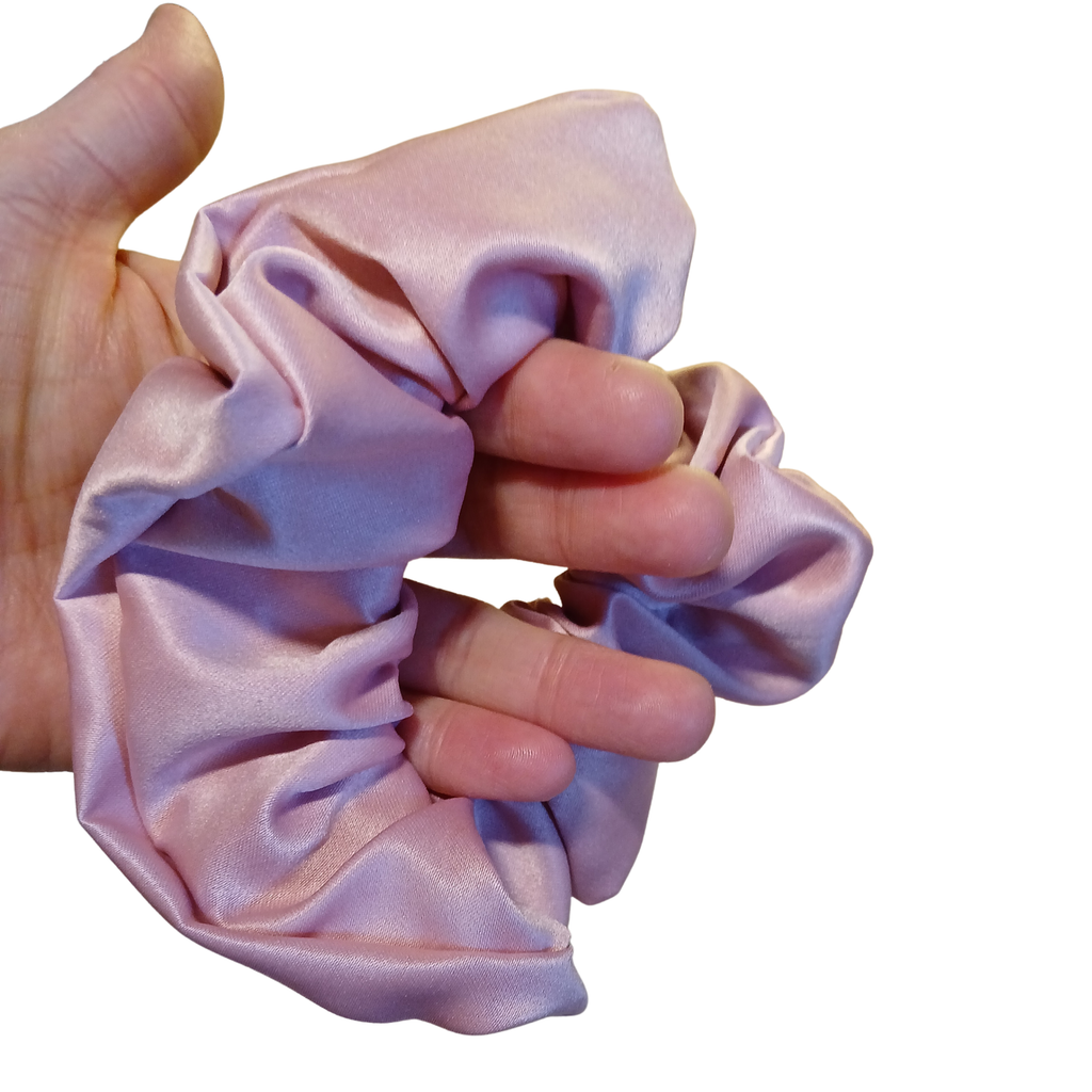 Rose Pink Satin Hair Scrunchie – Smooth & Glossy Finish