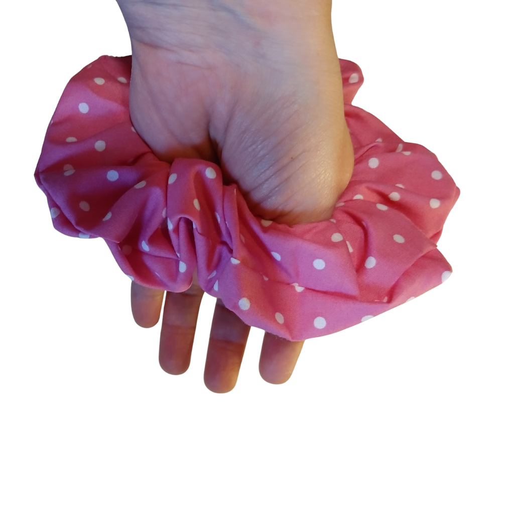 Pink Polka Dot Scrunchie – Soft, Classic Hair Tie